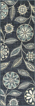 Reggie Floral Runner Rug 2ft x 6ft - Washable Non Slip Persian Blue