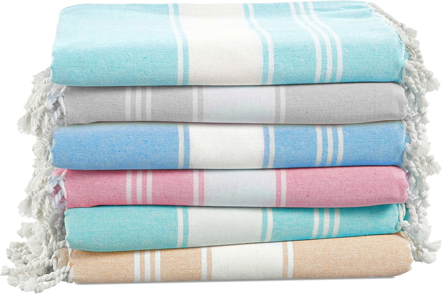 LANE LINEN Turkish Beach Towels Set of 6 - Large 39x71 in