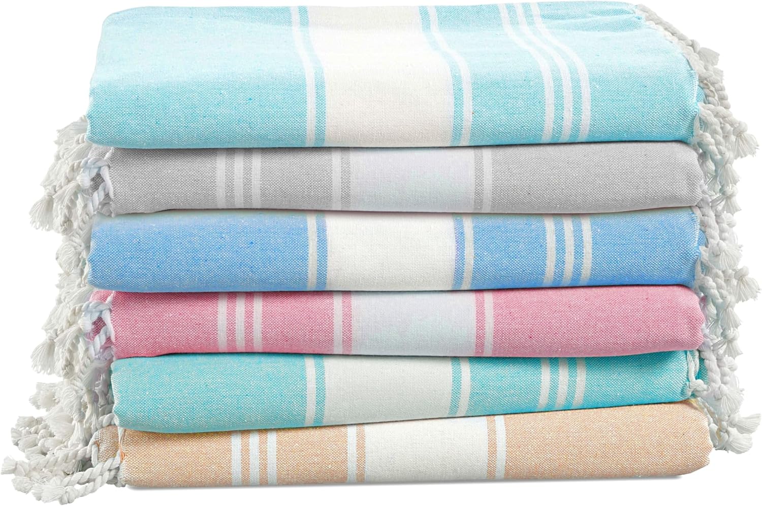 LANE LINEN Turkish Beach Towels Set of 6 - Large 39x71 in
