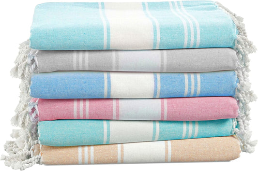 LANE LINEN Turkish Beach Towels Set of 6 - Large 39x71 in