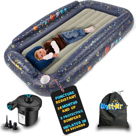 Inflatable Toddler Travel Bed with Space Theme for Kids