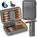 Scotte Cigar Humidor Box with Lighter and Accessories Kit