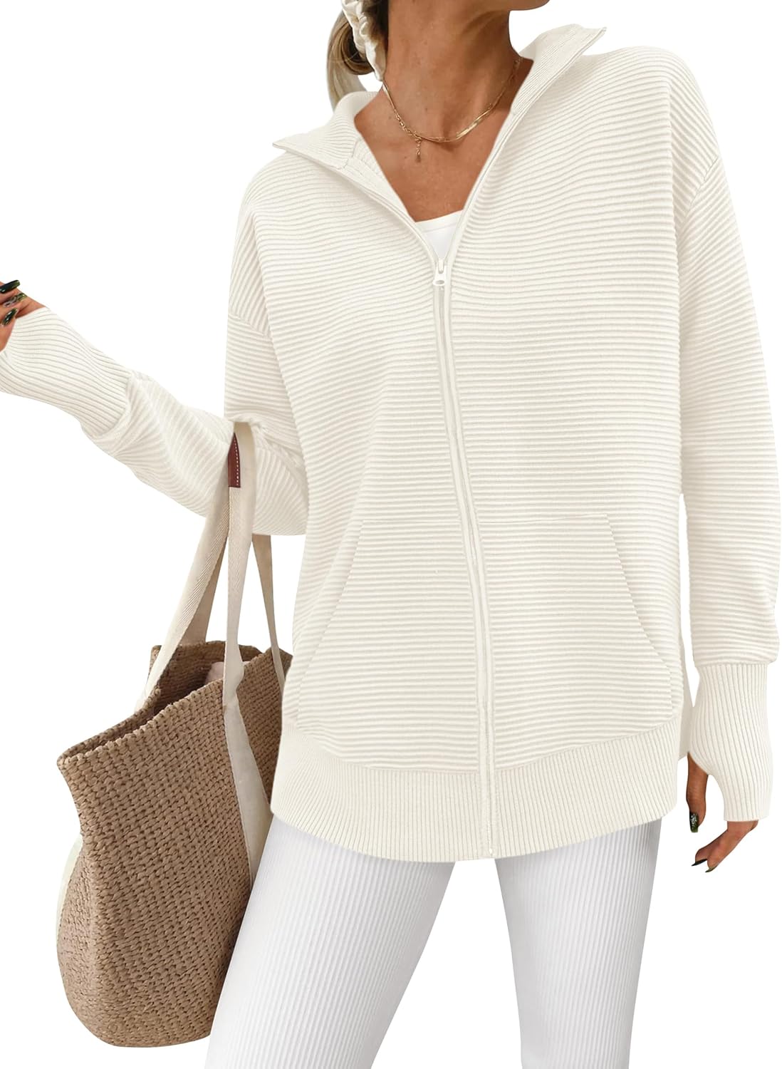 PRETTYGARDEN Womens Fall 2025 Long Sleeve Zip Up Cardigan