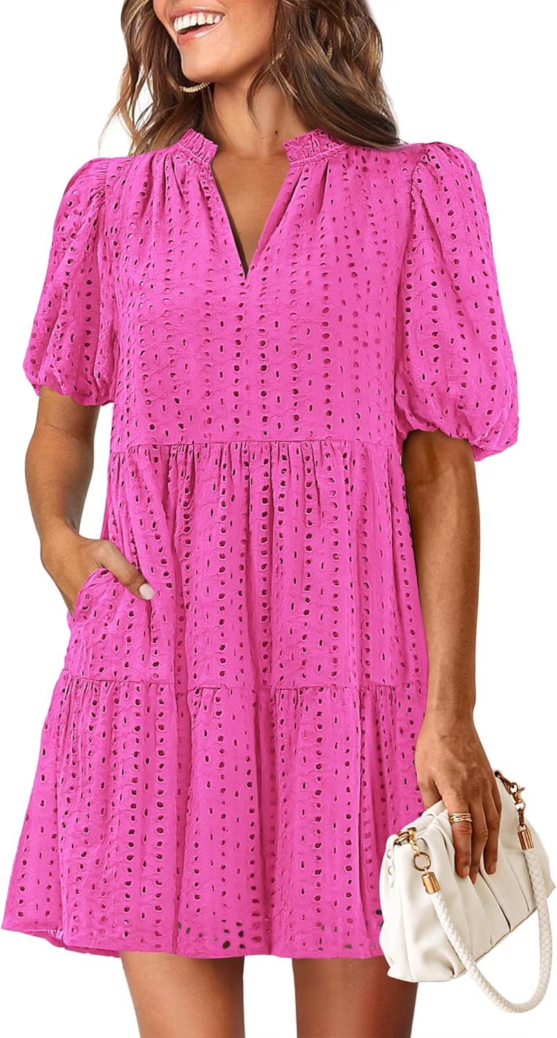 KIRUNDO Eyelet Summer Dresses for Women with Pockets 2025