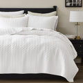 palassio White 100% Cotton Quilt California Cal King Size Bedding Set