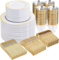 Gold Dinnerware Set for 50 Guests - Elegant Disposable Plates
