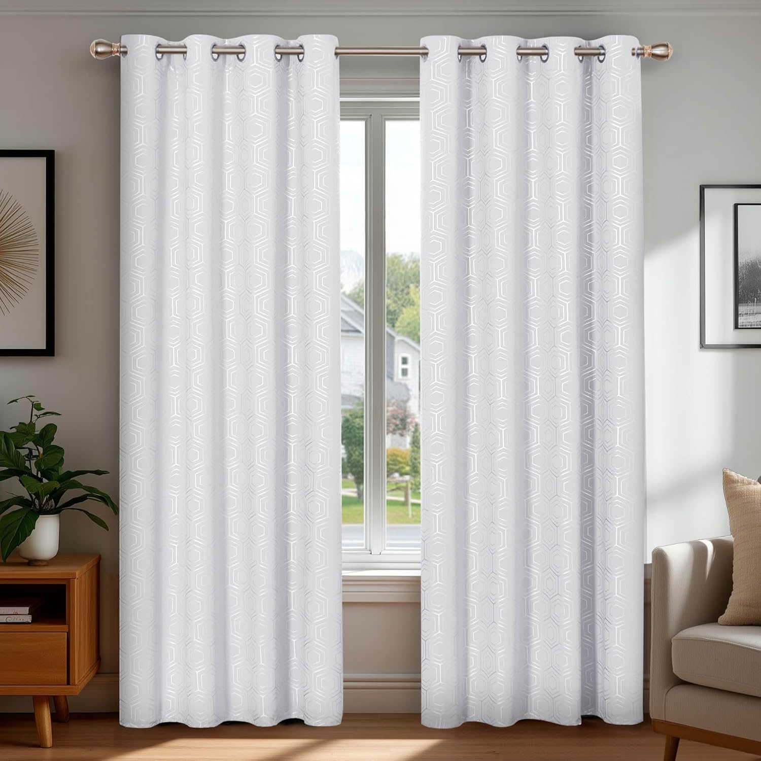 Deconovo White Curtains for Room Darkening and Insulation