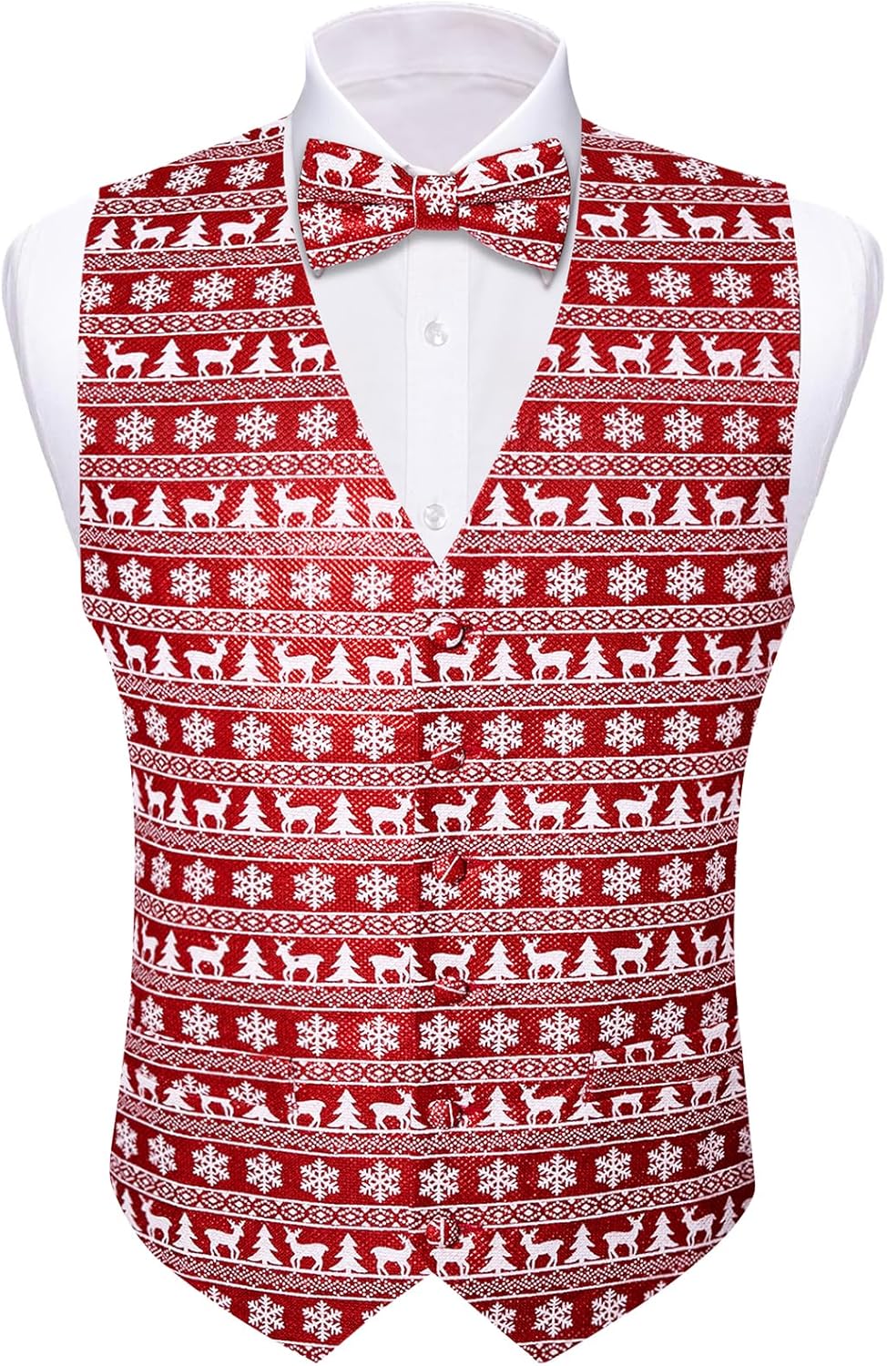 Mens Christmas Vest Set with Bow Tie for Festive Celebrations