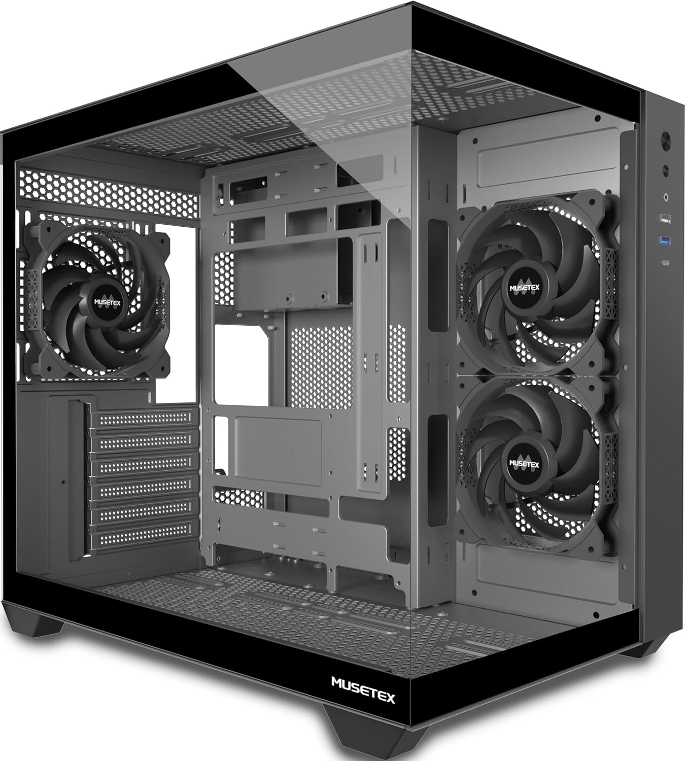 360MM RAD Support, Tempered Glass Gaming PC Case - MUSETEX Y6