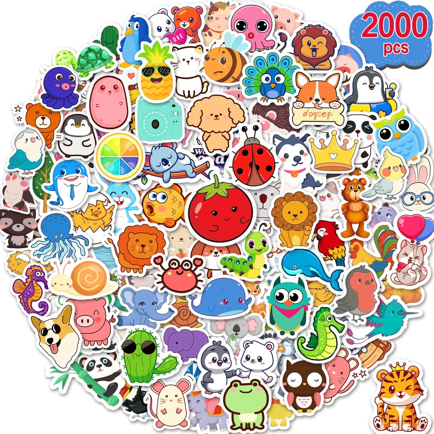 2000 Pcs Cute Stickers for Kids, Waterproof Vinyl Stickers