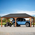 Modern Shade Tranquil Grove Wood Gazebo 12ft x 24ft - Durable Hardtop