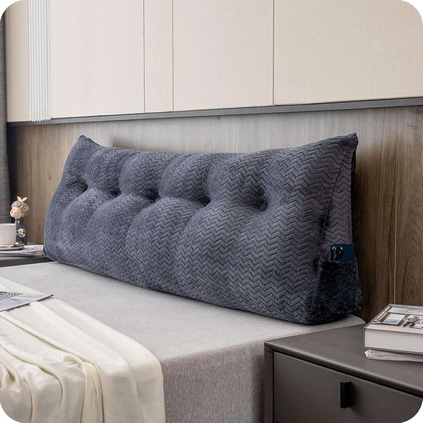 Large Bolster Triangular Headboard Wedge for Bed Rest Support