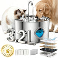 Pawdrate 3.2L Stainless Steel Dog Water Fountain - Quiet, Filtered