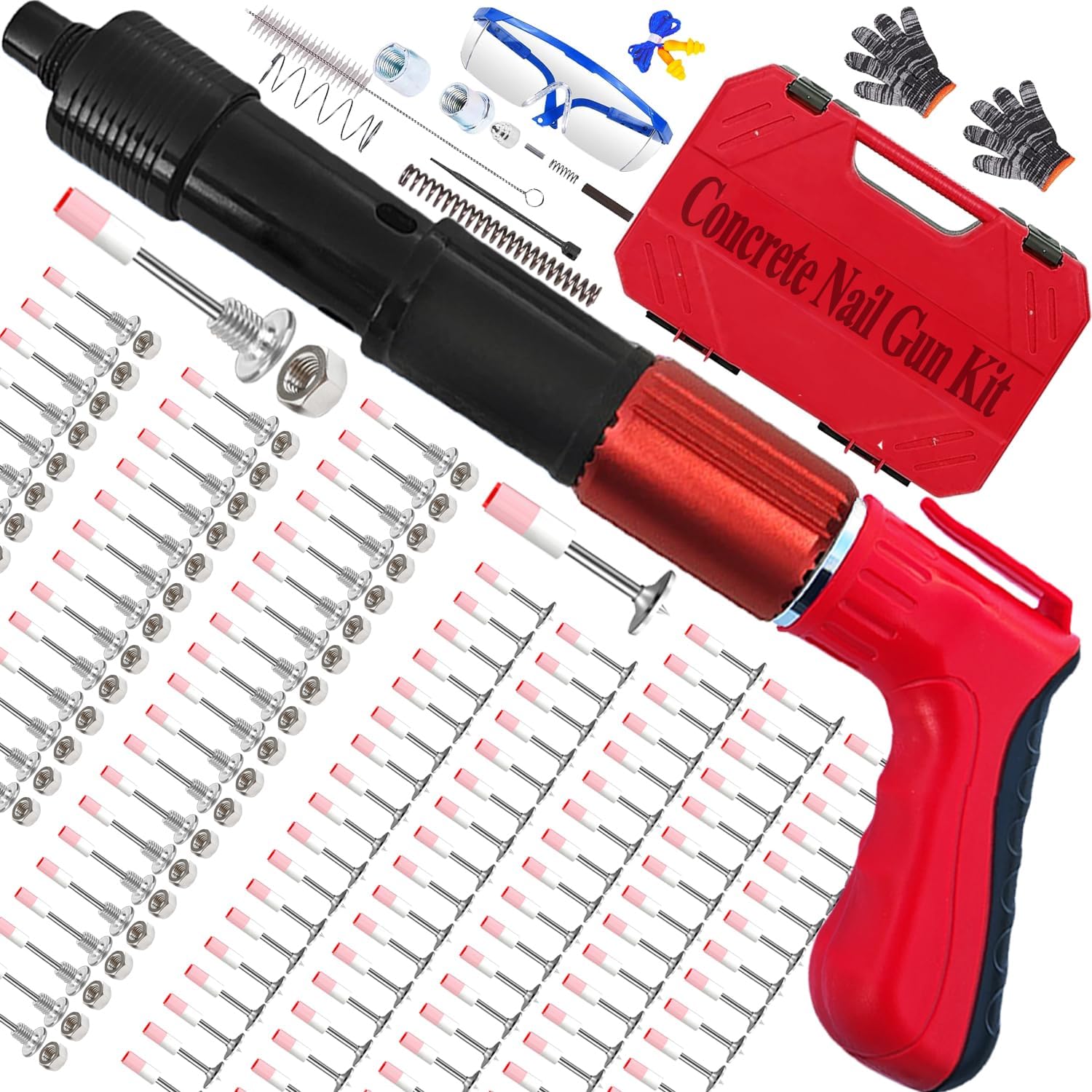 Concrete Nail Gun Kit with 120pcs Nails for Woodworking