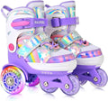 SULIFEEL Rainbow Unicorn Adjustable Light up Roller Skates for Kids
