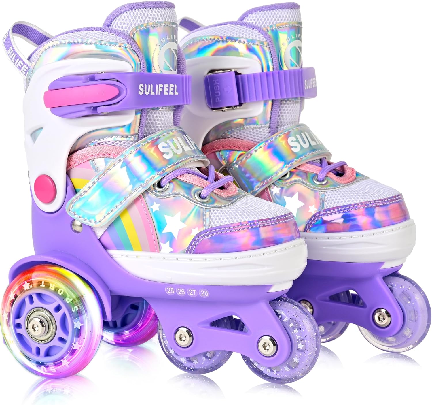 SULIFEEL Adjustable Light Up Roller Skates for Kids Fun