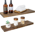 Floating Shelves 24 in Distressed Walnut - Rustic Solid Wood