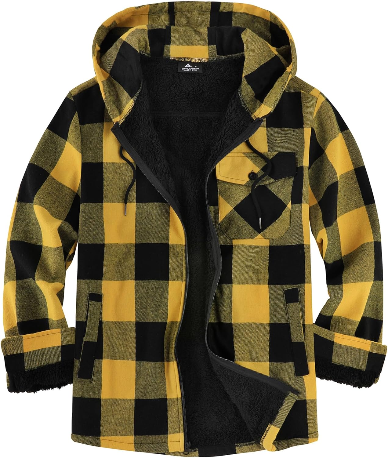 SCODI Men's Flannel Plaid Jacket Warm Sherpa Lined Fleece Hoodies