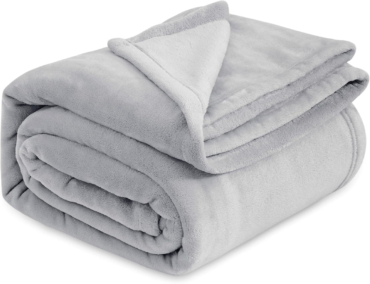 Bedsure GentleSoft Fleece Blanket King Size Light Grey Cozy