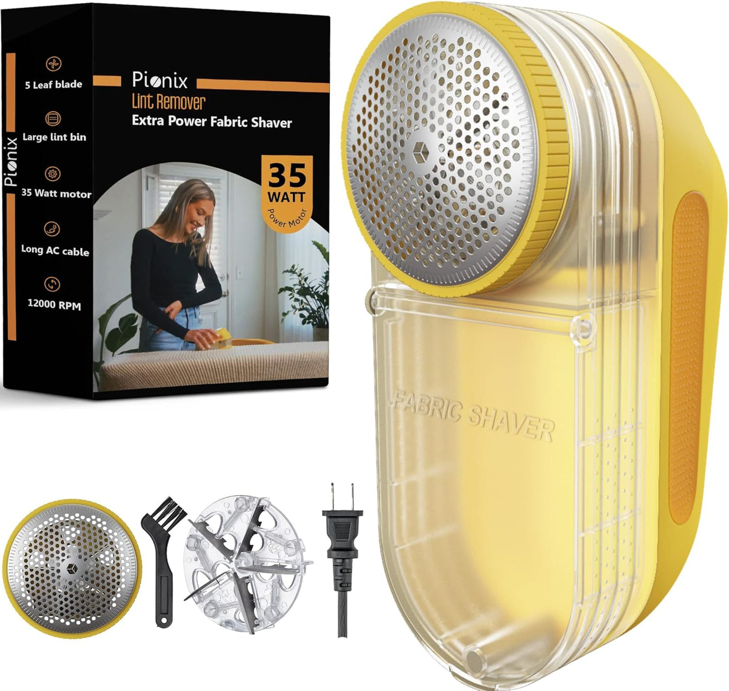 Pionix Extra Power Fabric Shaver for Lint Removal and Care