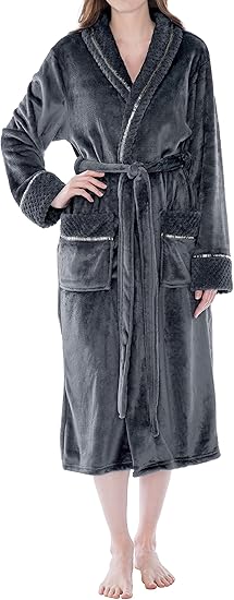 PAVILIA Soft Plush Women Fleece Robe for Cozy Warm Comfort