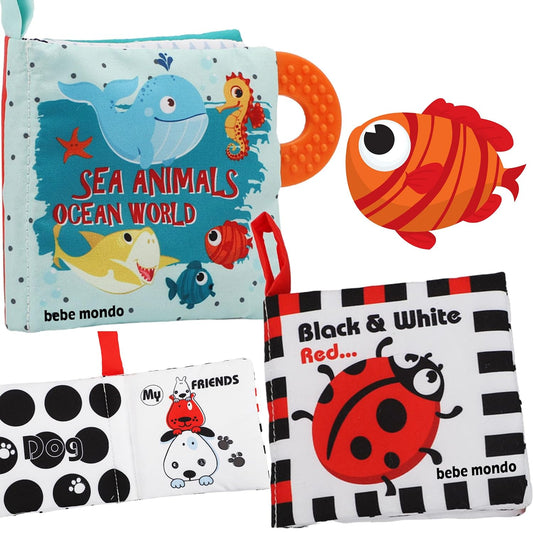 High Contrast Cloth Baby Books - Stimulating Sensory Toys