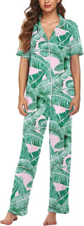 Avidlove Women Pajamas Set Notch Collar Short Sleeve and Long