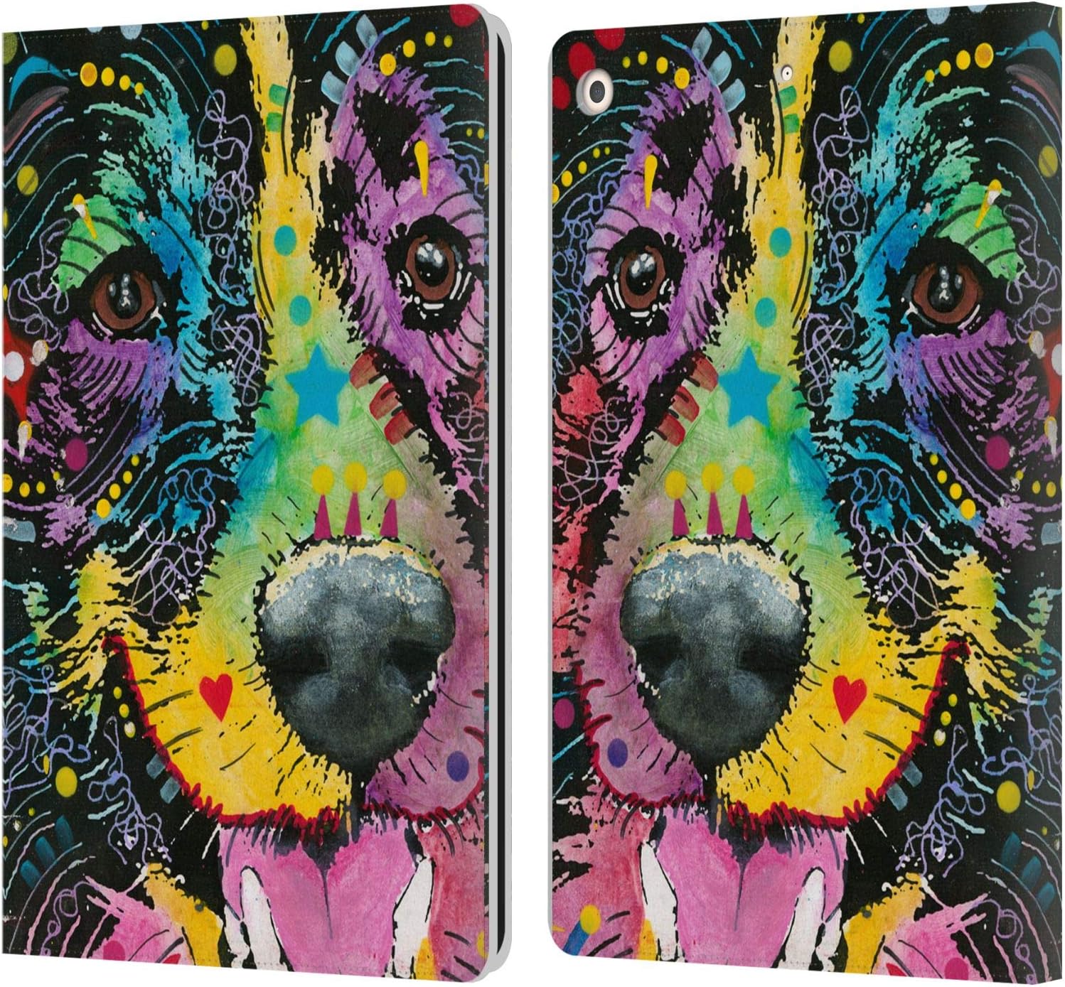 Dean Russo Smiling Collie Dogs Leather Wallet Case for iPad 10.2