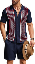 COOFANDY Men's 2 Piece Vintage Short Sleeve Button