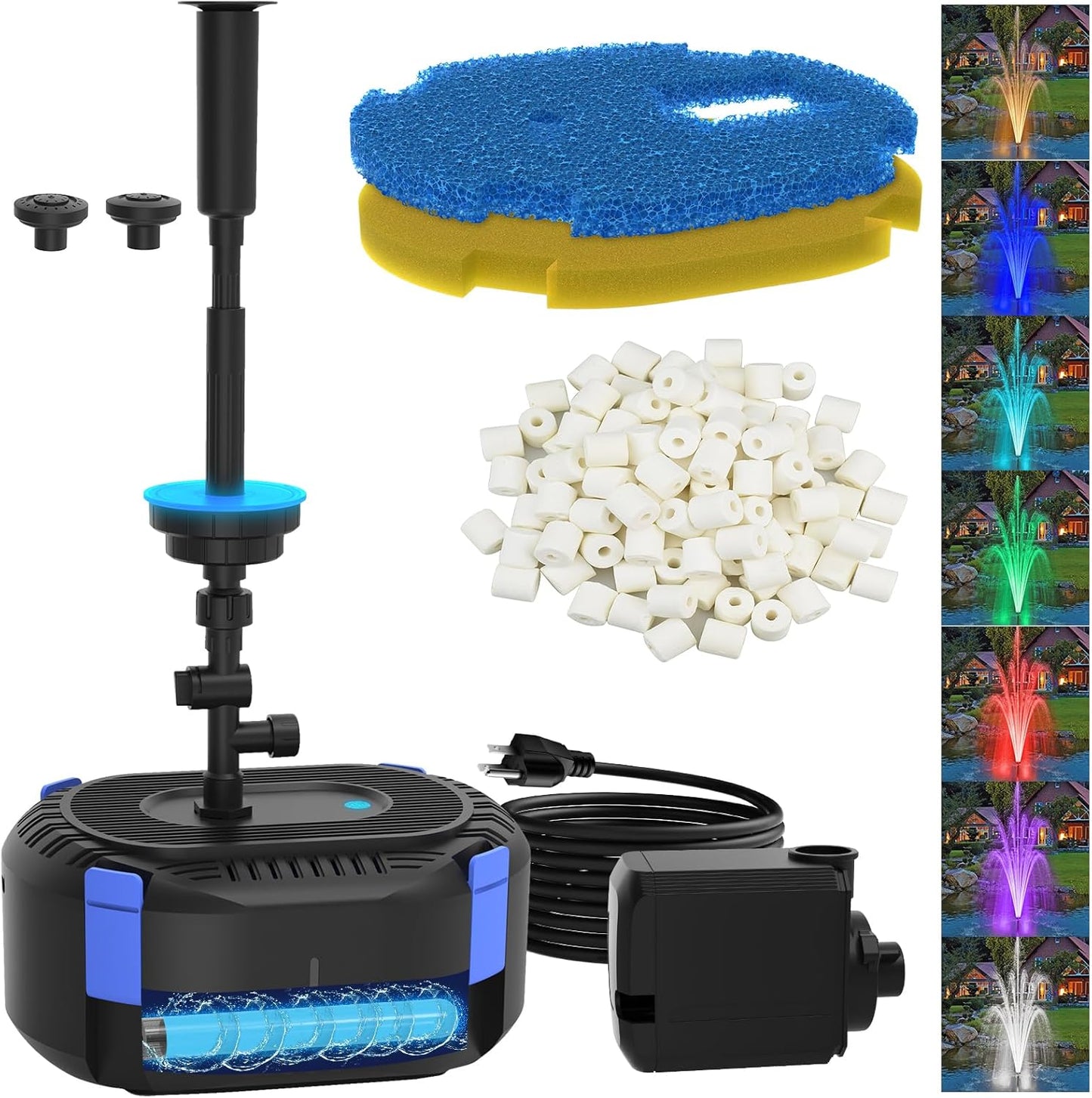 AquaMiracle Pond Fountain Kit 850GPH with LED & U-V Light