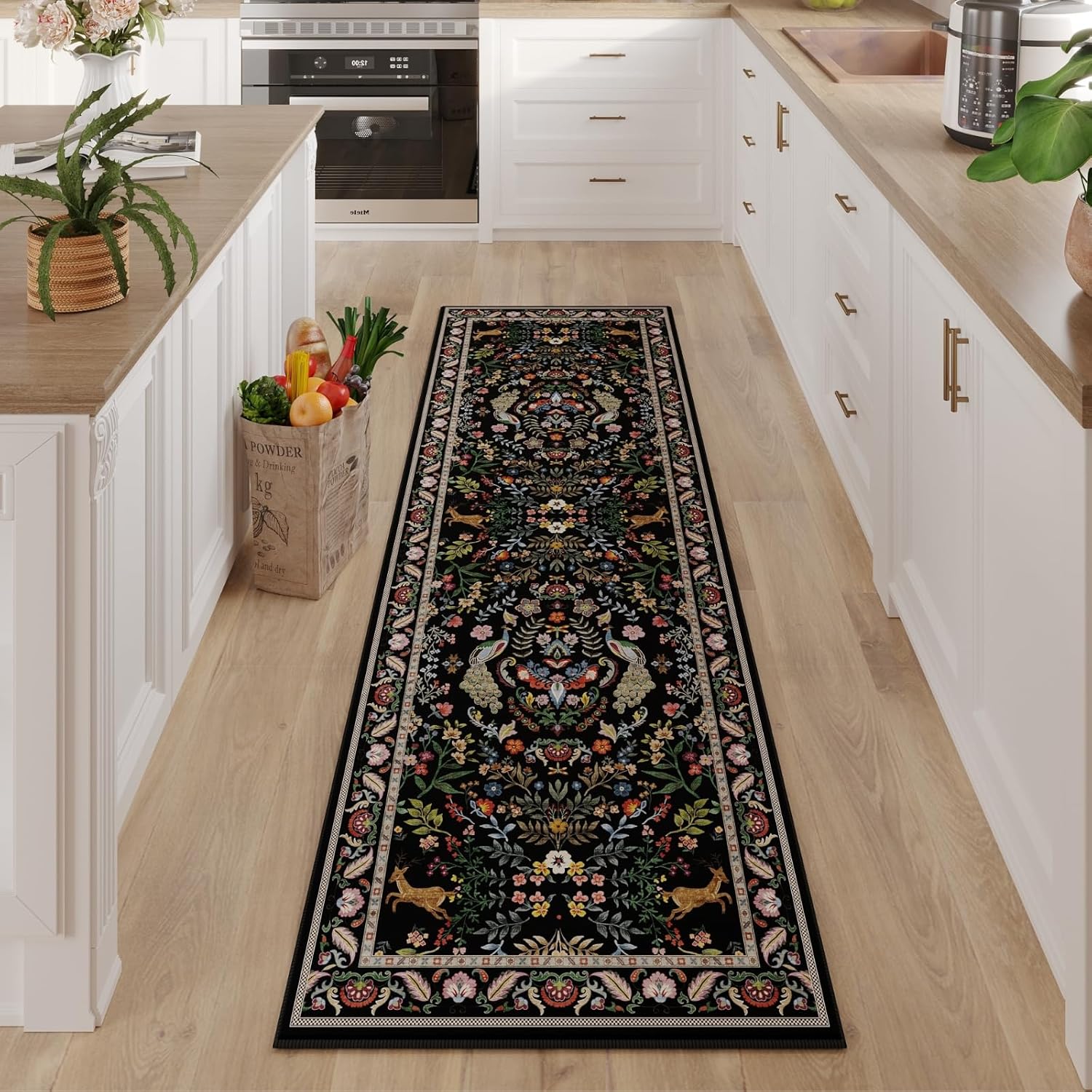 Runner Rug Washable Kitchen 2ft 6in'x8ft Floral Non-Slip Carpet