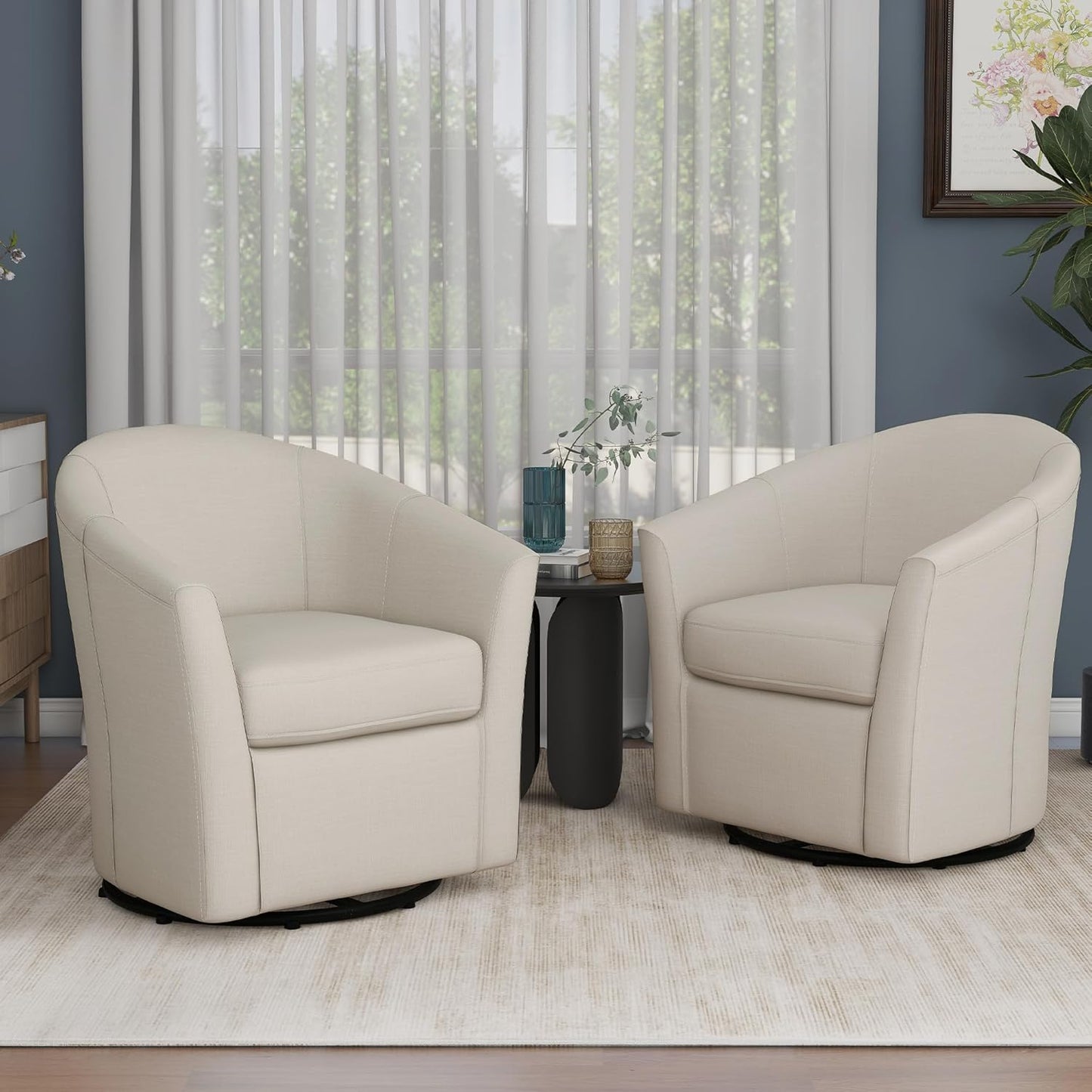 Modern Swivel Barrel Chairs x2 for Stylish Seating