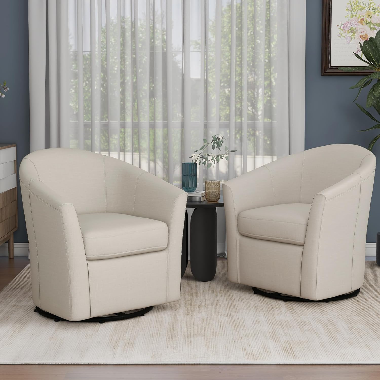 Modern Swivel Barrel Chairs x2 for Stylish Seating