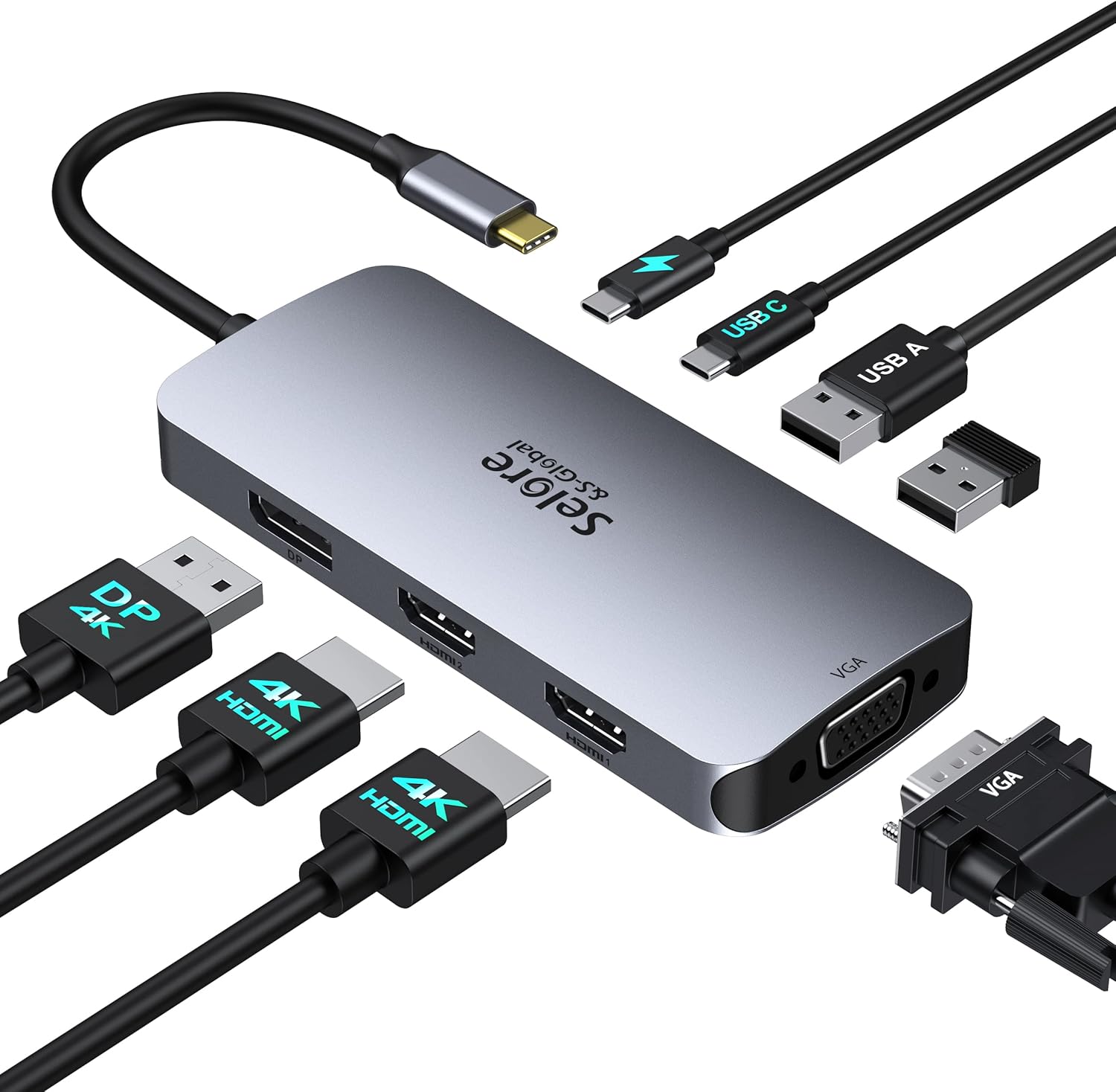 USB C Docking Station with Dual HDMI for 3 Monitors Setup