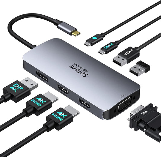 USB C Docking Station with Dual HDMI for 3 Monitors Setup