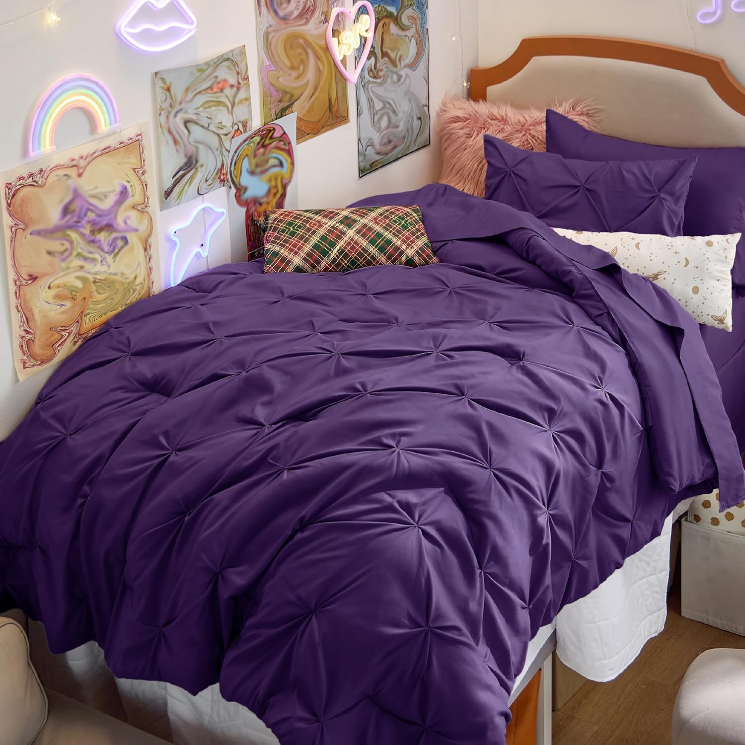 Bedsure Twin XL Comforter Set - Elegant 5 Piece Dorm Bedding