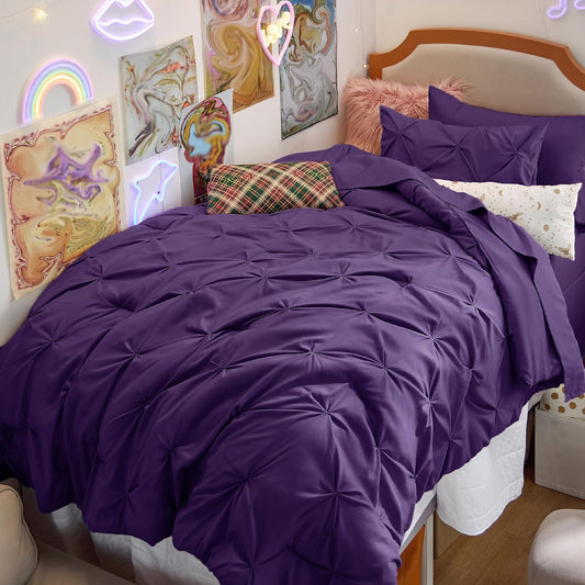 Bedsure Twin XL Comforter Set - Elegant 5 Piece Dorm Bedding