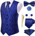 Hi-Tie Silk Mens Suit Vest Set - 8PCS Paisley Tie & Bowtie Set