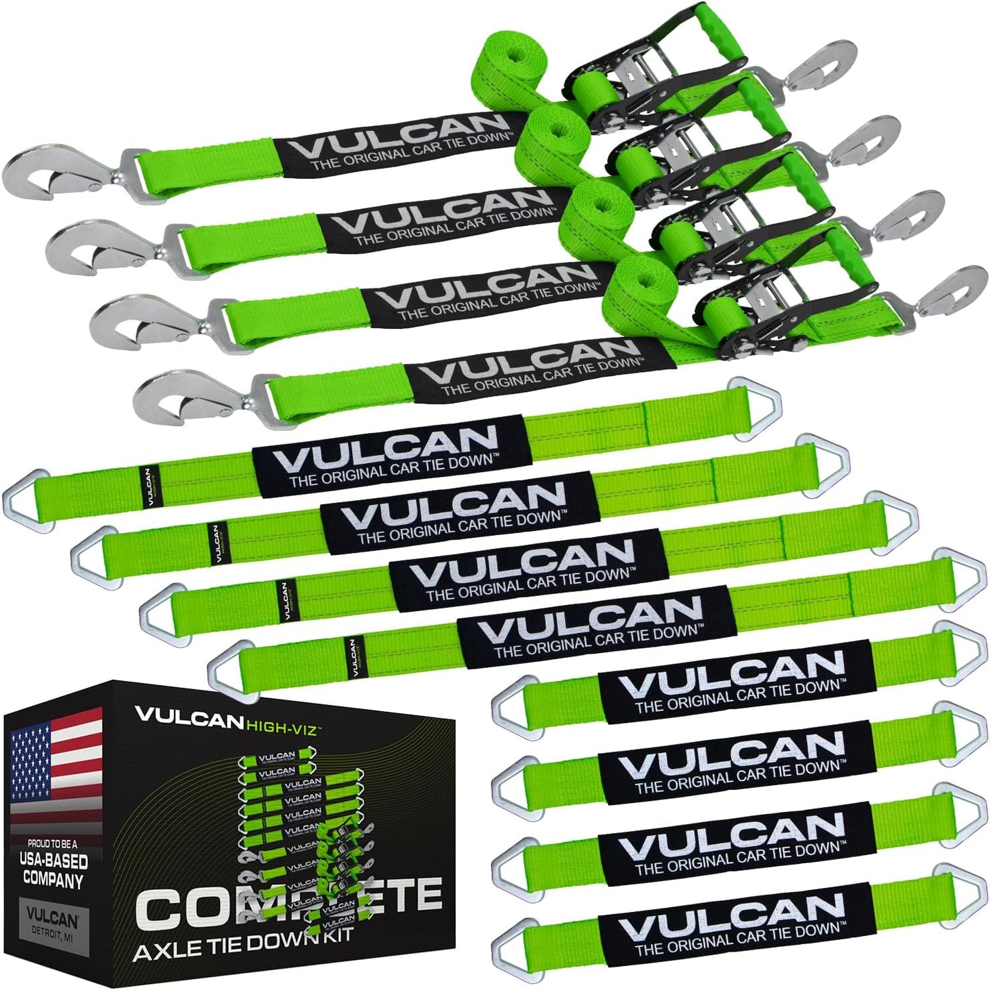 VULCAN Complete Axle Strap Tie Down Kit for Safe Hauling