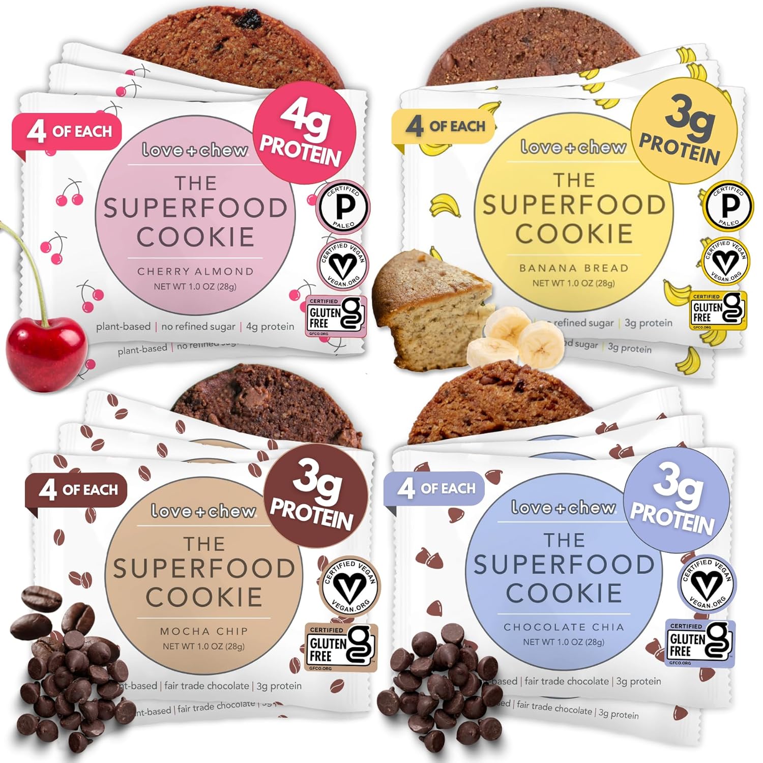 Love + Chew Variety Pack of Minis - Healthy Gluten Free Cookies
