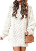 ANRABESS Oversized Cable Knit Sweater Dress - Cozy Fall Staple