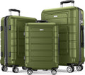 SHOWKOO Luggage Sets Expandable PC+ABS Hardshell 3pcs - Durable Travel