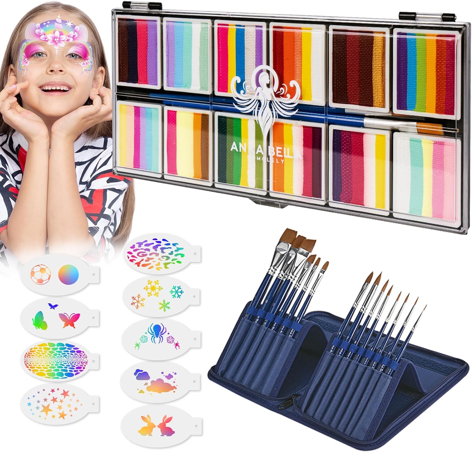 Professional Face Painting Kit for Kids and Adults - Non-Toxic