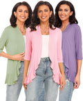 Women's 3/4 Sleeve Cardigan (S-3XL) - Draped Open Front Layer