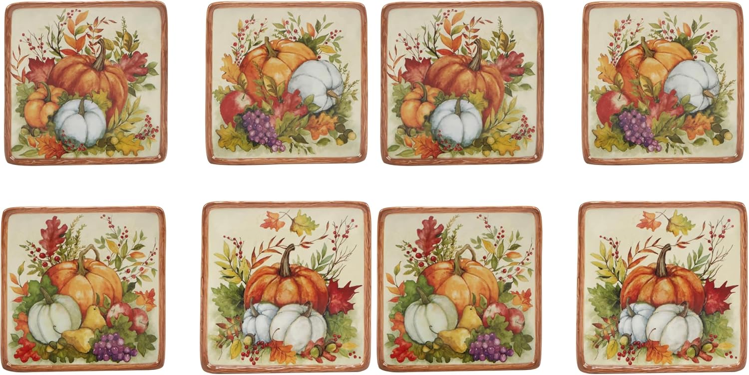 Harvest Blessings 6 Luncheon Canape Plates Set of 4 for Entertaining