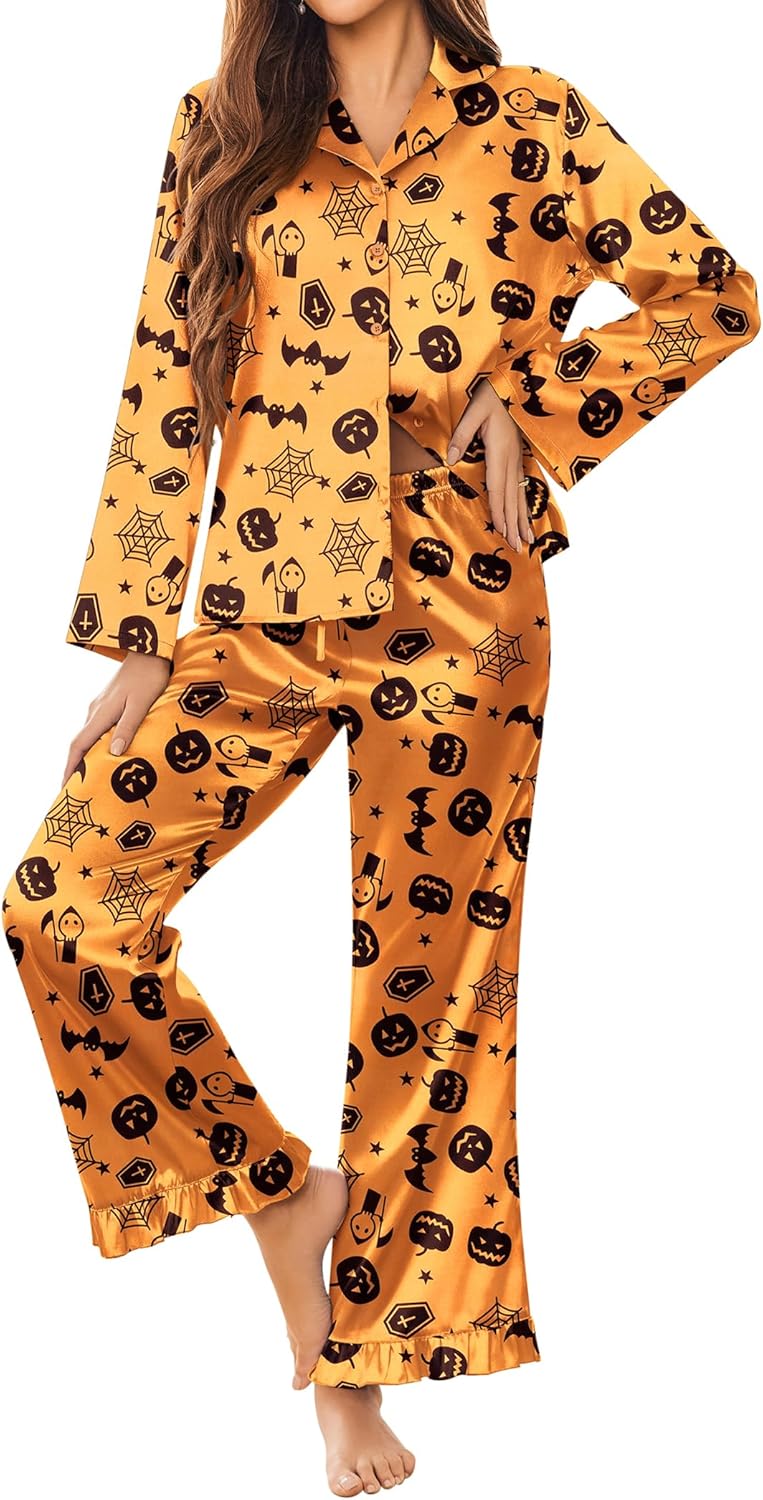 Ekouaer Silk Satin Pajamas Set for Women - Soft Loungewear PJs