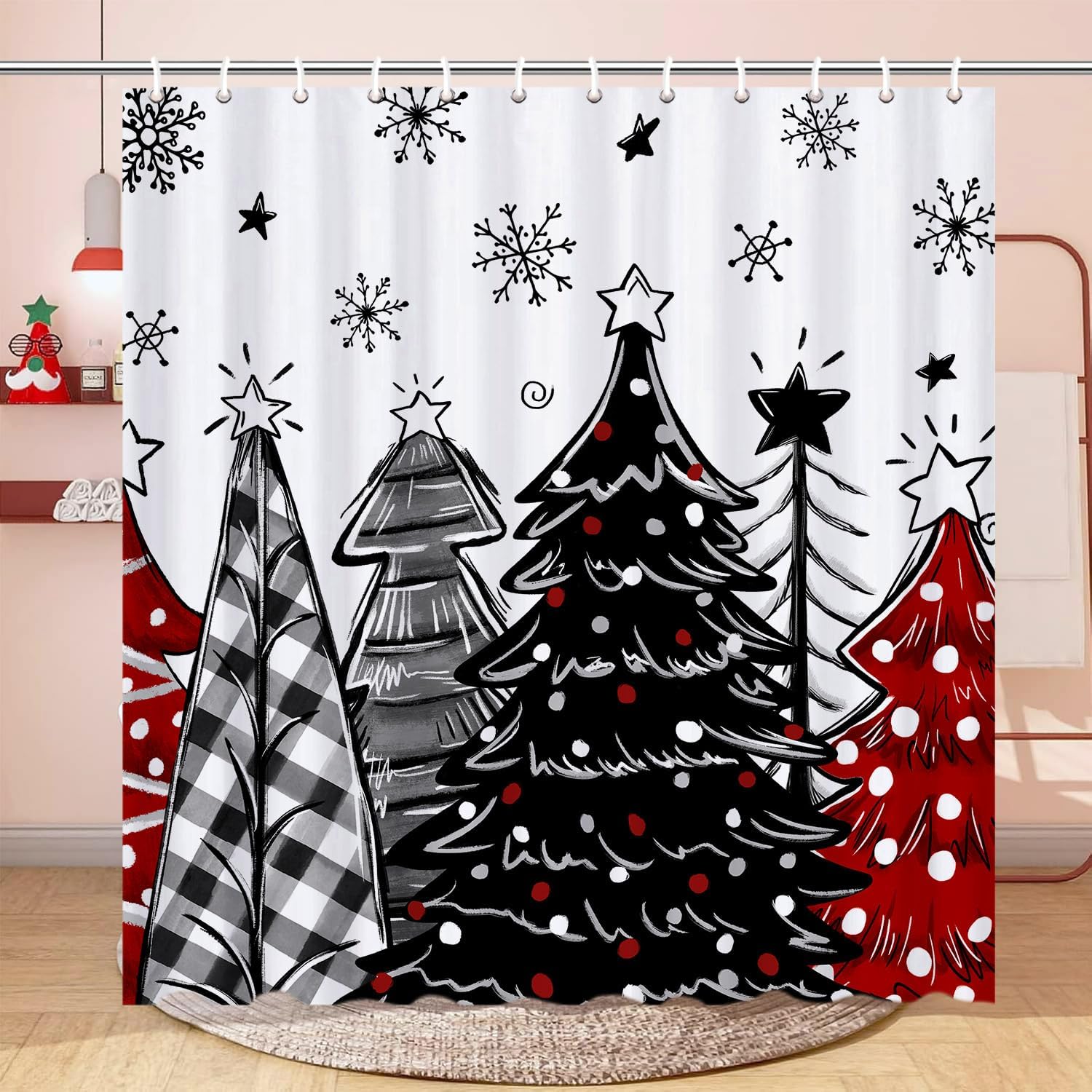 Waterproof Christmas Shower Set 72x72