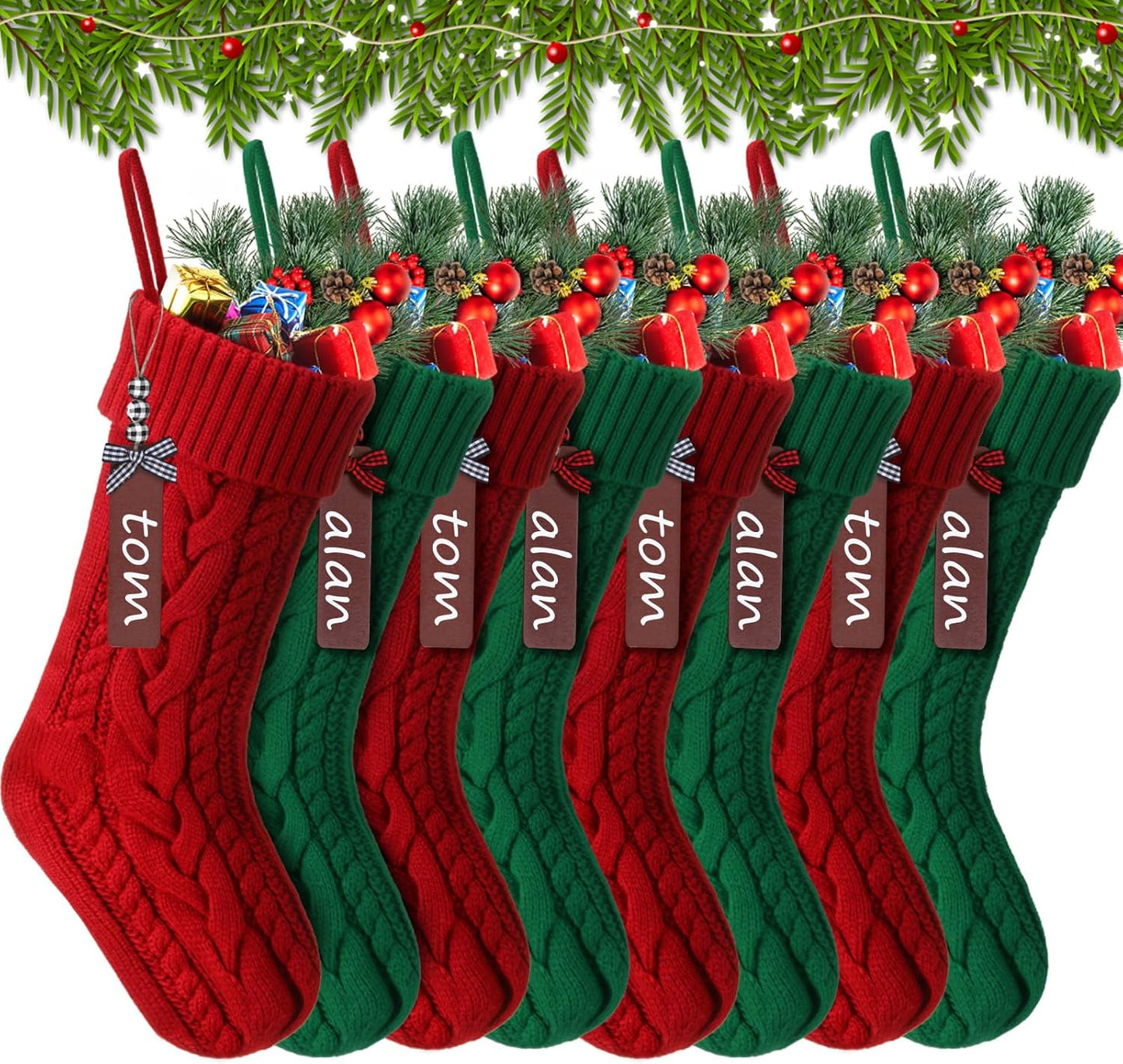 Jenaai 8 Set Christmas Stockings for Festive Holiday Decor