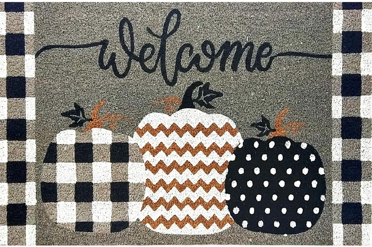 Briarwood Lane Patterned Pumpkins Coir Doormat for Fall Decor