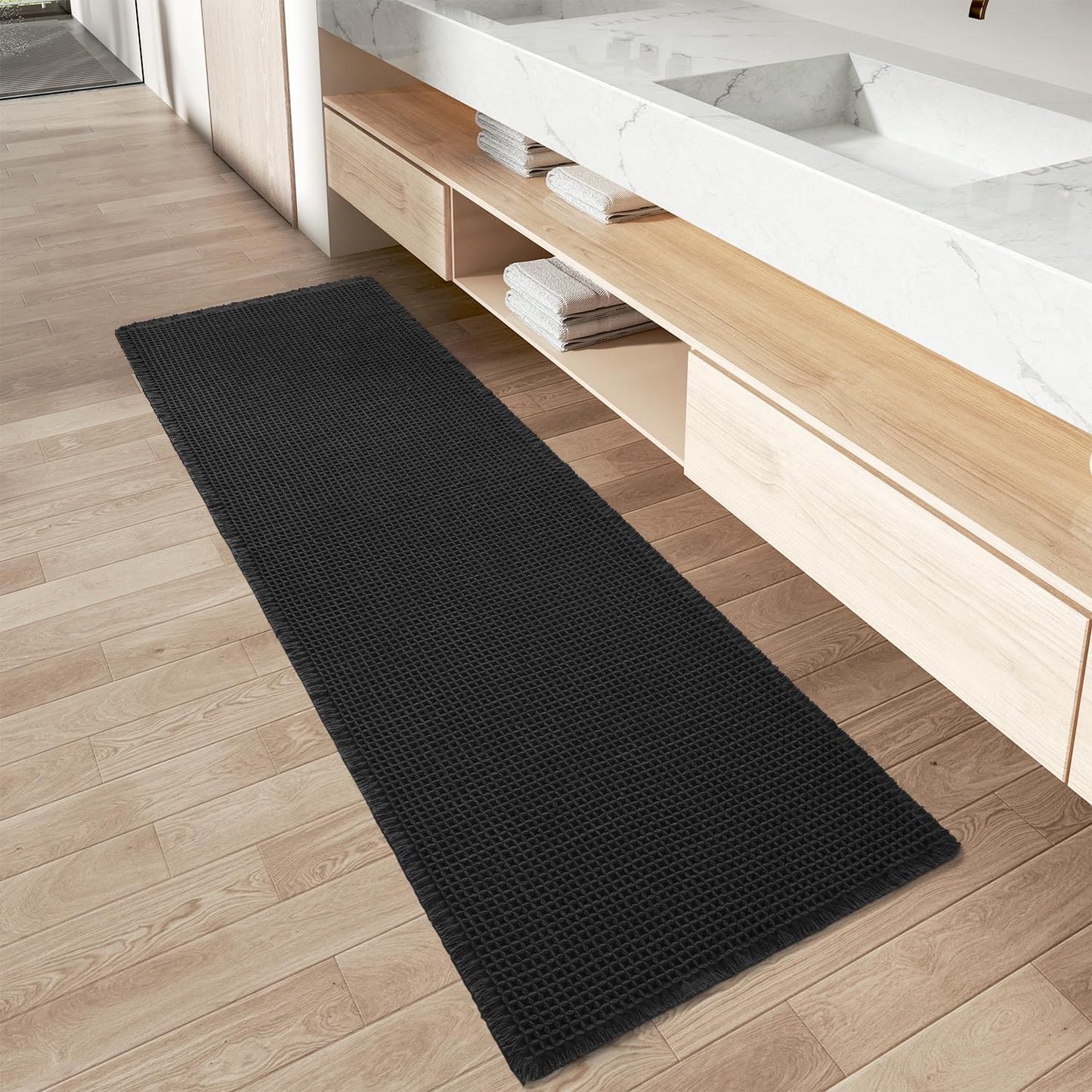 Upgraded Waffle Runner Rug for Bathroom and Hallway Use